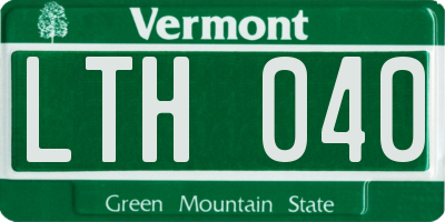 VT license plate LTH040