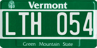 VT license plate LTH054