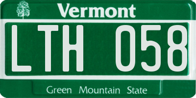 VT license plate LTH058