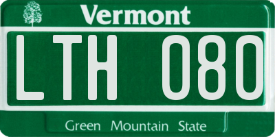 VT license plate LTH080