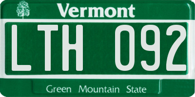 VT license plate LTH092
