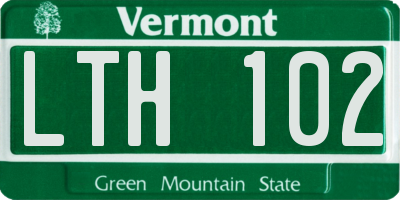 VT license plate LTH102