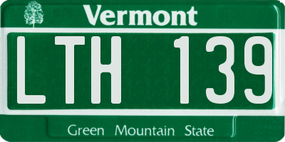 VT license plate LTH139