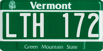 VT license plate LTH172