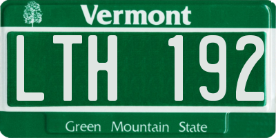 VT license plate LTH192