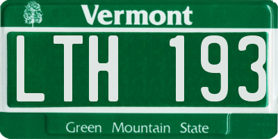 VT license plate LTH193