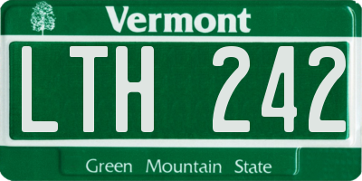 VT license plate LTH242