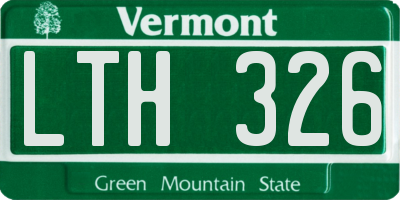 VT license plate LTH326