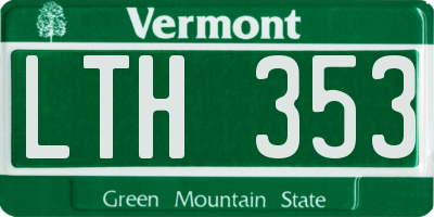 VT license plate LTH353
