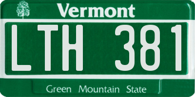 VT license plate LTH381