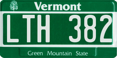 VT license plate LTH382