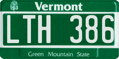 VT license plate LTH386