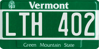 VT license plate LTH402