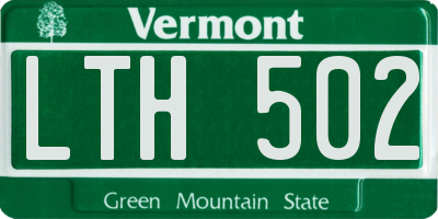 VT license plate LTH502