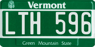 VT license plate LTH596