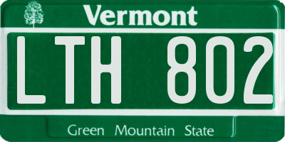 VT license plate LTH802