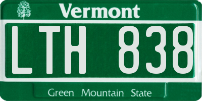 VT license plate LTH838