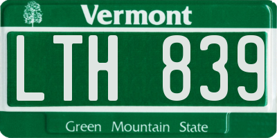 VT license plate LTH839