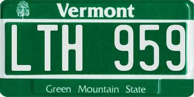 VT license plate LTH959