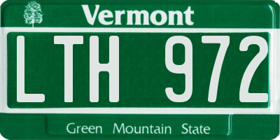 VT license plate LTH972