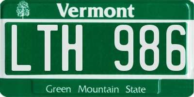VT license plate LTH986