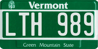 VT license plate LTH989
