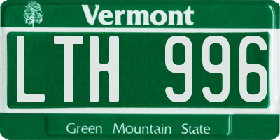 VT license plate LTH996