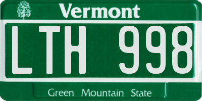 VT license plate LTH998