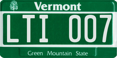 VT license plate LTI007
