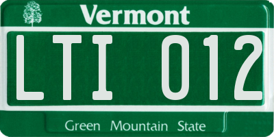 VT license plate LTI012