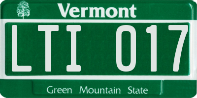 VT license plate LTI017