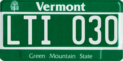 VT license plate LTI030