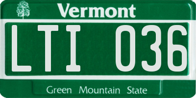 VT license plate LTI036
