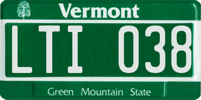 VT license plate LTI038
