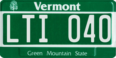 VT license plate LTI040