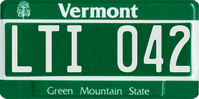 VT license plate LTI042