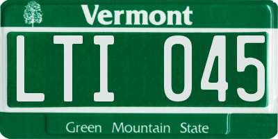 VT license plate LTI045