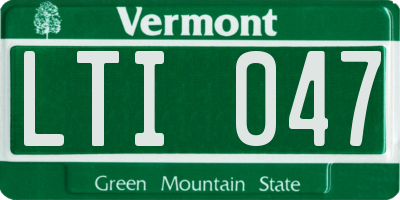 VT license plate LTI047