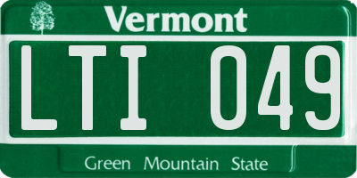 VT license plate LTI049