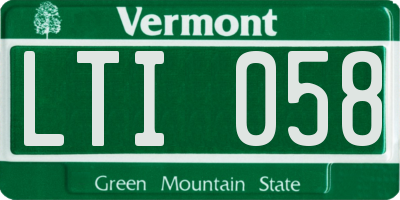 VT license plate LTI058