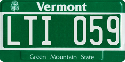 VT license plate LTI059