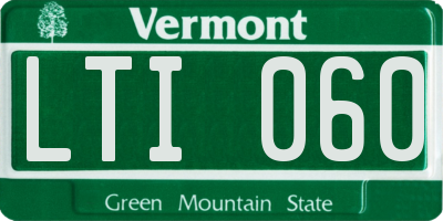 VT license plate LTI060