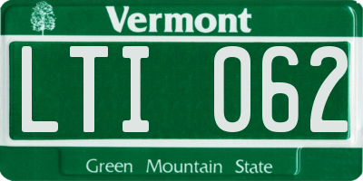 VT license plate LTI062