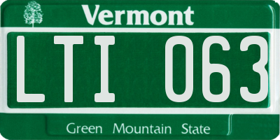 VT license plate LTI063