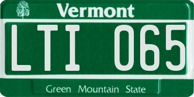 VT license plate LTI065