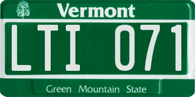 VT license plate LTI071
