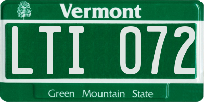 VT license plate LTI072