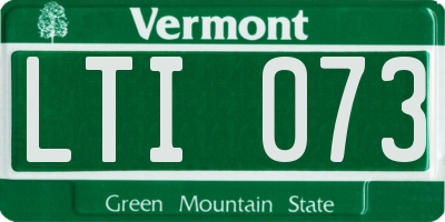 VT license plate LTI073