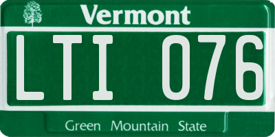 VT license plate LTI076