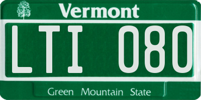 VT license plate LTI080